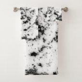 White Black Marble Paint Splash Abstract Bad Handdoek (Insitu)