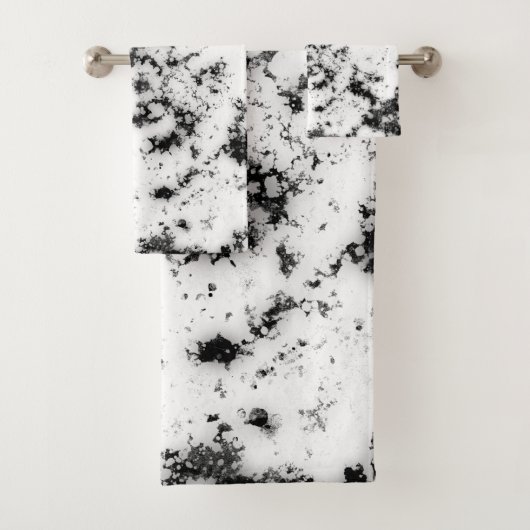 White Black Marble Paint Splash Abstract Bad Handdoek (Insitu)