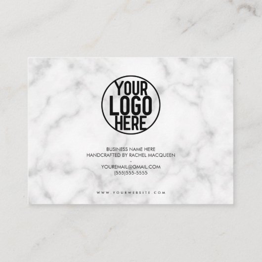 White Black Marble Script Klant Bedankt Visitekaartje (Achterkant)