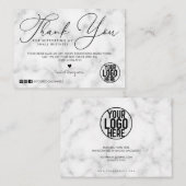 White Black Marble Script Klant Bedankt Visitekaartje (Voorkant / Achterkant)