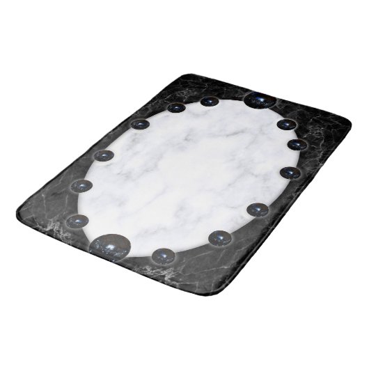 White & Black Marble Sphere Graphics Bath Mat (Gekanteld)