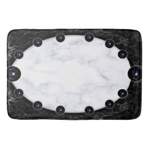 White & Black Marble Sphere Graphics Bath Mat