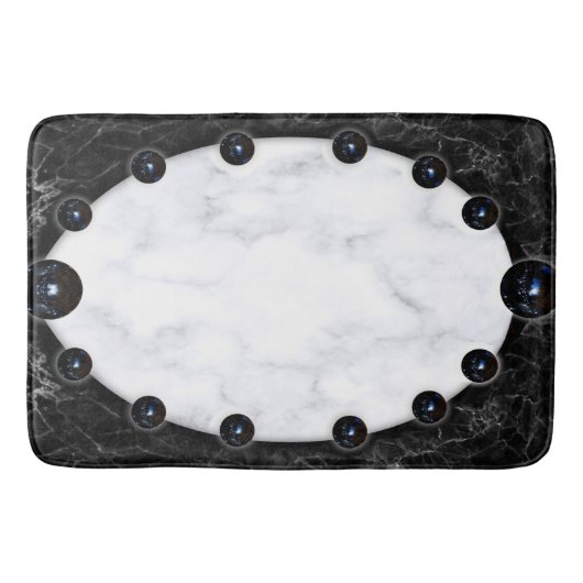White & Black Marble Sphere Graphics Bath Mat (Voorkant)