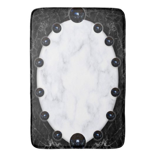 White & Black Marble Sphere Graphics Bath Mat (Voorkant Verticaal)