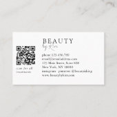 White & Black Minimal Elegant Salon QR Code Visitekaartje (Achterkant)