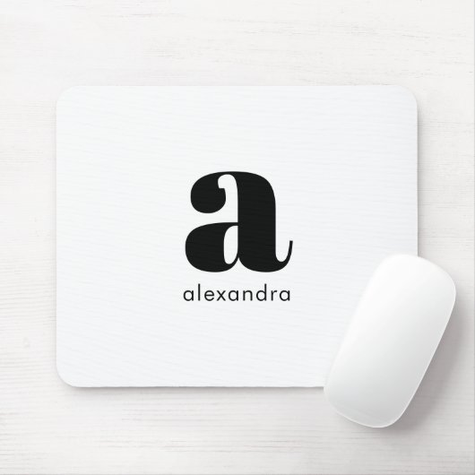 White Black Minimal Monogram Modern Elegant Muismat (Met muis)