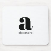 White Black Minimal Monogram Modern Elegant Muismat (Voorkant)