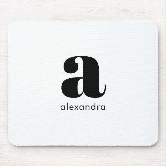 White Black Minimal Monogram Modern Elegant Muismat (Voorkant)