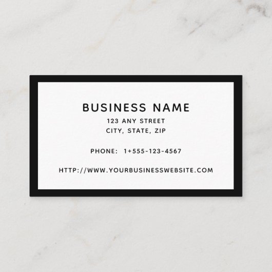 White Black Minimal Visitekaartje (Achterkant)