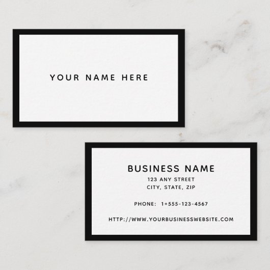 White Black Minimal Visitekaartje (Voorkant / Achterkant)