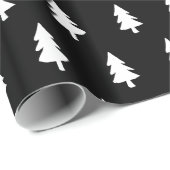 White Black Minimalist PINE TREE CHRISTMAS CUSTOM Cadeaupapier (Rol Hoek)