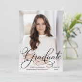 White Black Modern 2 PHOTO Graduation Party Kaart (Staand voorkant)