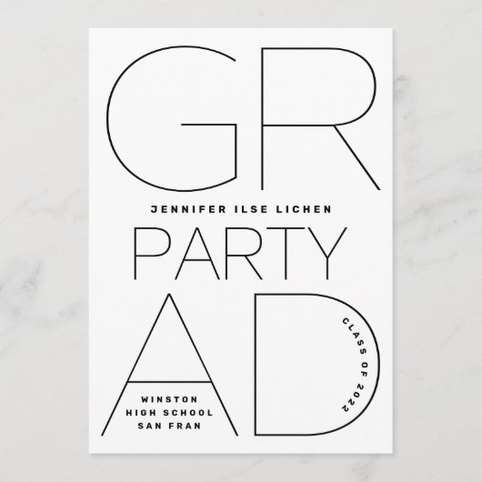 White Black Modern Minimal voor Afstudeerder op sc Kaart (Voorkant)