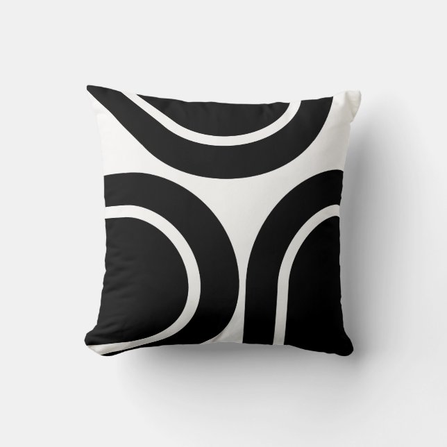 White Black Modern Ovals Sierkussen (Voorkant)