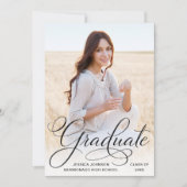 White Black Modern PHOTO Graduation Party Kaart (Voorkant)