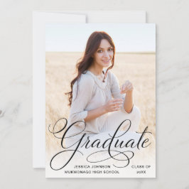 White Black Modern PHOTO Graduation Party Kaart