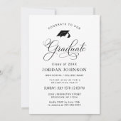 White Black Modern PHOTO Graduation Party Kaart (Achterkant)