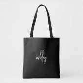 White Black Modern Script Name Bridal Party Gift Tote Bag (Voorkant)