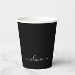 White Black Monogram Paper Cups Papieren Bekers<br><div class="desc">White and Black Elegant Monogram Birthday,  Wedding,  Vrijgezellenfeest of Bachelorette Party Cup. Deze Voetbal kan worden aangepast om uw voornaam op te nemen. Neem contact op met de ontwerper voor aangepaste overeenkomende objecten.</div>