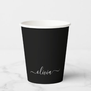White Black Monogram Paper Cups Papieren Bekers