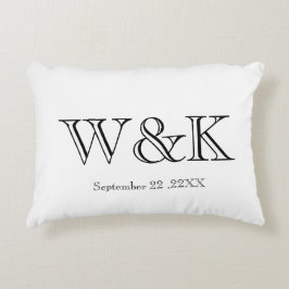 White & black monogram wedding keepsake  accent kussen