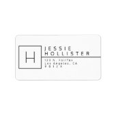 White & Black Monogrammed Return Address Etiket (Voorkant)