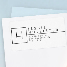 White & Black Monogrammed Return Address Etiket