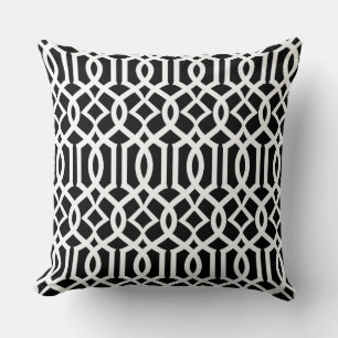 White Black Moroccan Trellis Decor Pillow Kussen