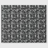 White Black Musical Notes Wrapping Paper Cadeaupapier (Vlak)
