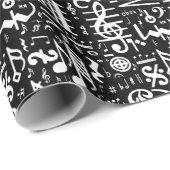 White Black Musical Notes Wrapping Paper Cadeaupapier (Rol Hoek)