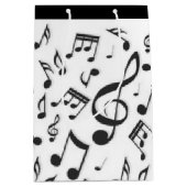 White Black Muzieknoten Patroon Afdrukontwerp Medium Cadeauzakje (Voorkant)