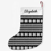 White Black Nordic KerstSweater Pattern Kleine Kerstsok (Achterkant)