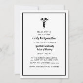 White Black Nursing School Graduparty Kaart (Voorkant)