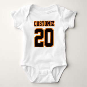 WHITE BLACK ORANJE Bodysuit Football Jersey