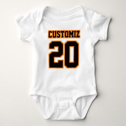WHITE BLACK ORANJE Bodysuit Football Jersey (Voorkant)