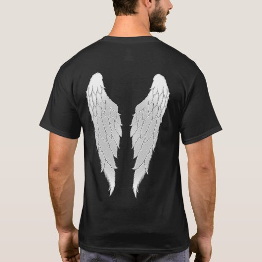 White Black Outline Angel Wings T-shirt (Achterkant)