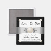 White & Black Pearl Lint Foto de datum opslaan Magneet (Voorkant / Achterkant)