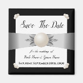 White & Black Pearl Lint Foto de datum opslaan Magneet (Voorkant)