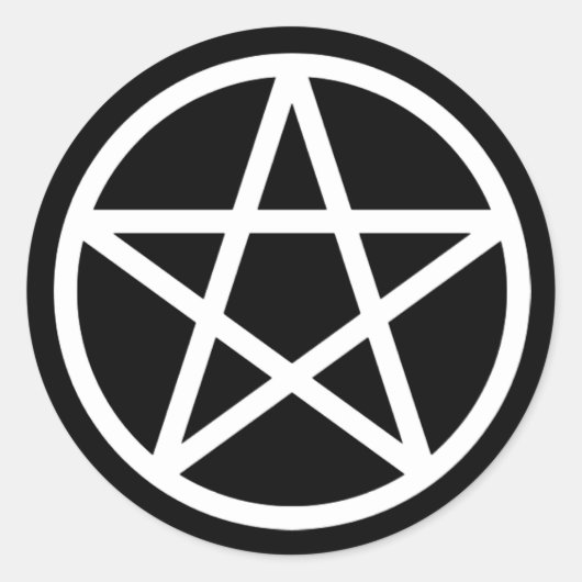 White Black Pentacle Solid Sticker (Voorkant)