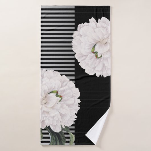 White Black Peony Piano Bad Handdoek (Badhanddoek)