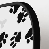 White Black Pet Dog Cat Bone Paws script Pickleball Paddle (Links Detail)