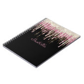 White Black Pink Glitter Drift Persoonlijke naam Notitieboek (Linkerzijde)