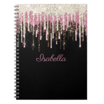 White Black Pink Glitter Drift Persoonlijke naam