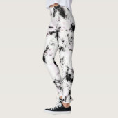 White Black Pink Marble Paint Splash Abstract Leggings (Links)