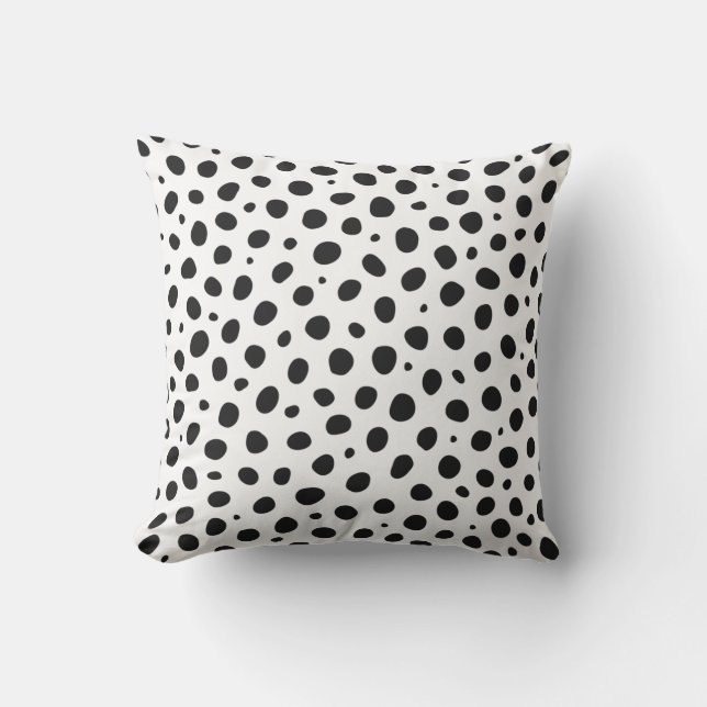 White Black Polka Dots Outdoor Pillow Buitenkussen (Voorkant)