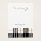 White Black Pset Tartan Earring Background Visitekaartje (Voorkant)