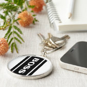 White Black Racing Stripes Boss Sleutelhanger (Zijkant)