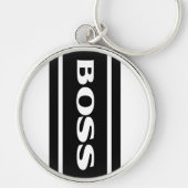 White Black Racing Stripes Boss Sleutelhanger (Voorkant)