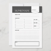 White & Black Recipe Card Digital Download Kaart (Voorkant)