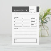 White & Black Recipe Card Digital Download Kaart (Staand voorkant)